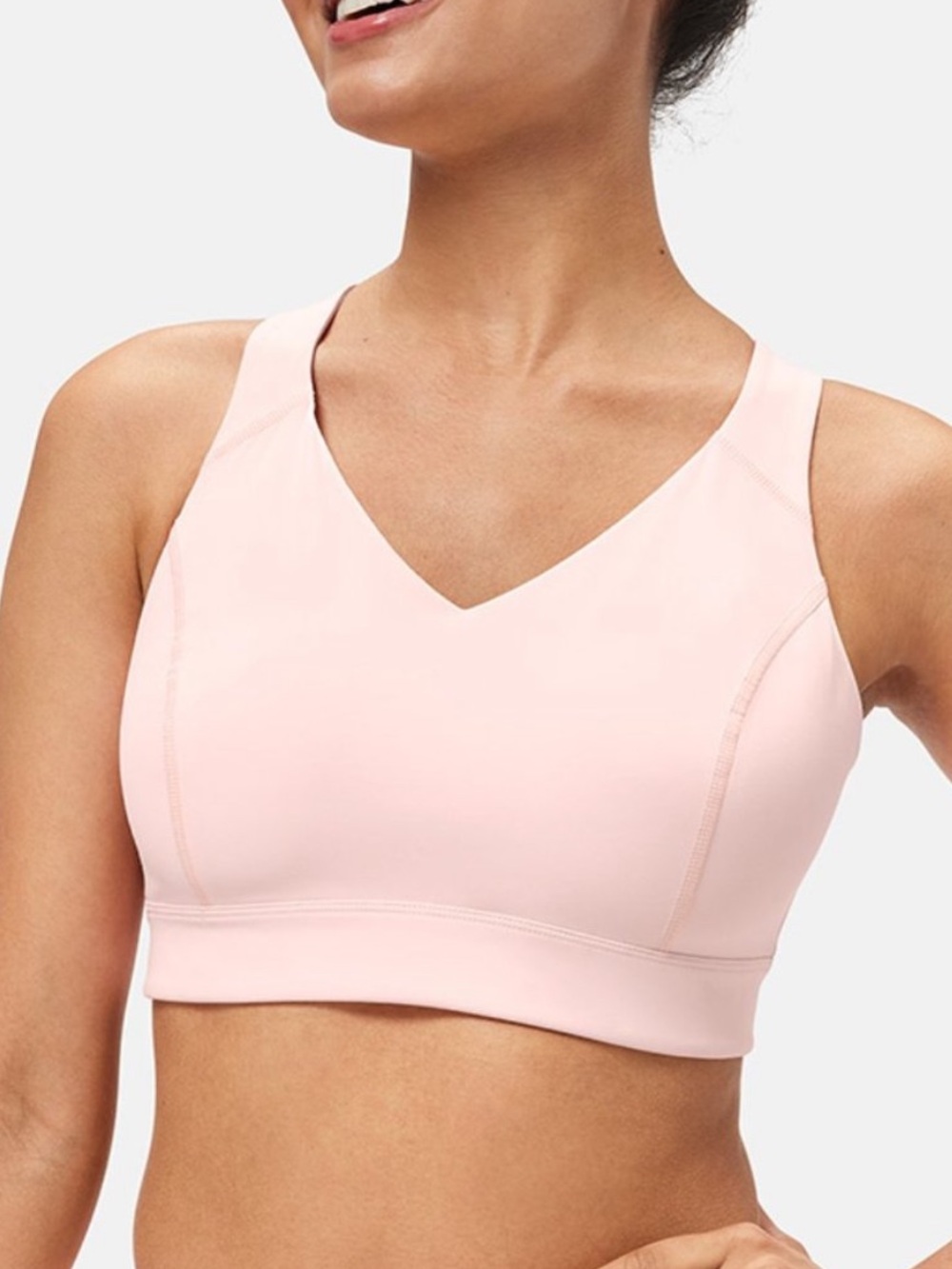 Outdoor Voices Circuit Bra in Cosmos 0718 S/M D cup light pink logo adjustable